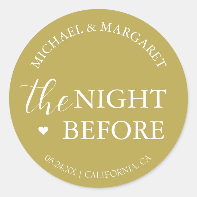 Simple The Night Before Rehearsal Dinner Classic Round Sticker (Front)