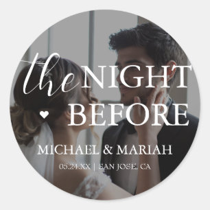 Simple The Night Before Rehearsal Dinner Photo Classic Round Sticker