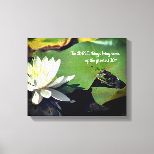 Simple Things Frog Inspirational Quote Canvas Print (Front)