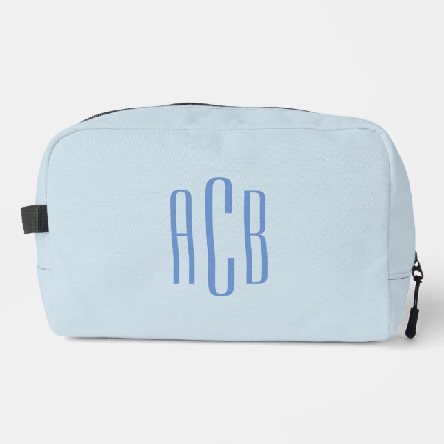 Simple Three Letter Blue Monogram Dopp Kit (Front)