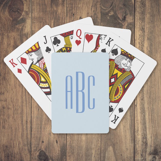 Simple Three Letter Blue Monogram Playing Cards (Creator Uploaded)
