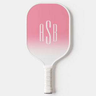 Simple Three Letter Pink White Ombre Monogram  Pickleball Paddle