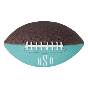 Simple Three Letter Turquoise White Ombre Monogram Football