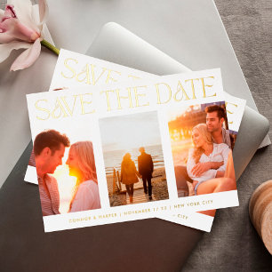 Simple Three Multi Photo Save The Date REAL