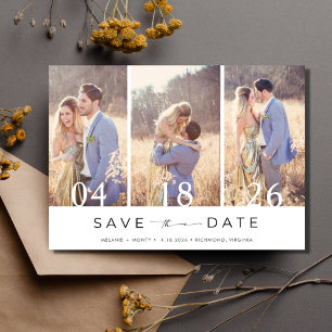 Simple Three Photo Wedding Save the Date