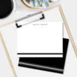 Simple Three Stripes Black & Grey Men's Stationery Card<br><div class="desc">This design features 3 stripes at the bottom of the card and space for a name. Click the customize button if you would like to move/scale the images and further modify the text! Variations of this design, additional colours, as well as coordinating products are available in our shop, zazzle.com/store/doodlelulu. Contact...</div>