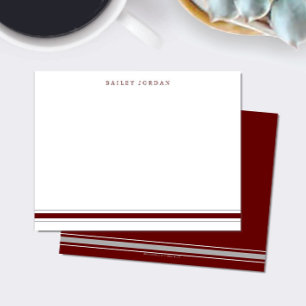 Simple Three Stripes Dard Red Grey Mens Stationery Card