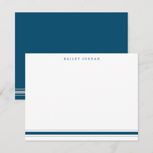 Simple Three Stripes Dark Blue & Grey Men's Card (Front/Back)