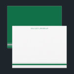 Simple Three Stripes Green Grey Men's Stationery Card<br><div class="desc">This design features 3 stripes at the bottom of the card and space for a name. Click the customize button if you would like to move/scale the images and further modify the text! Variations of this design, additional colours, as well as coordinating products are available in our shop, zazzle.com/store/doodlelulu. Contact...</div>