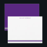 Simple Three Stripes Purple Grey Men's Stationery Card<br><div class="desc">This design features 3 stripes at the bottom of the card and space for a name. Click the customize button if you would like to move/scale the images and further modify the text! Variations of this design, additional colours, as well as coordinating products are available in our shop, zazzle.com/store/doodlelulu. Contact...</div>