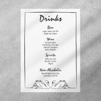 Simple Timeless Hand Drawn Swan Bar Drinks Wedding