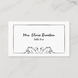 Simple Timeless Handwritten Swan Elegant Place Card