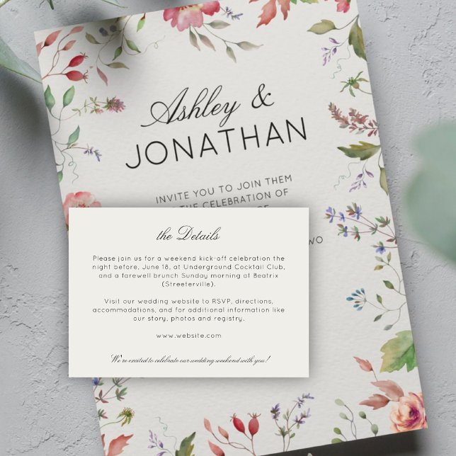 Simple, Timeless Wildflower Alabaster Wedding Enclosure Card (Creator Uploaded)