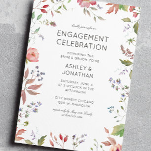 Simple, Timeless Wildflower Engagement Party Invitation