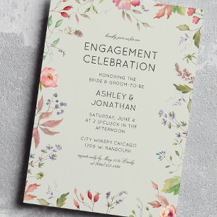 Simple, Timeless Wildflower Engagement Party Invitation