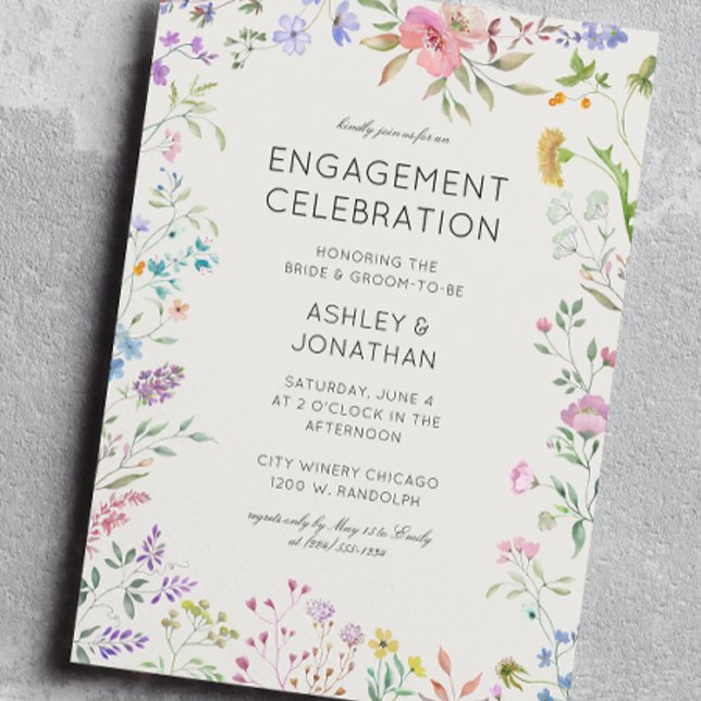 Simple, Timeless Wildflower Engagement Party Invitation (Creator Uploaded)