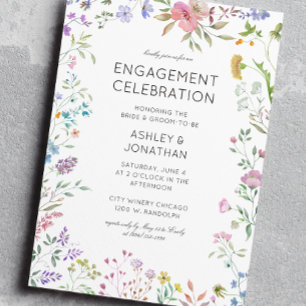 Simple, Timeless Wildflower Engagement Party Invitation