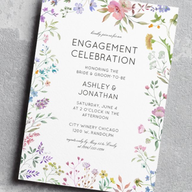Simple, Timeless Wildflower Engagement Party Invitation (Creator Uploaded)
