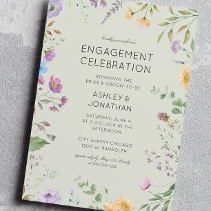Simple, Timeless Wildflower Engagement Party Invitation