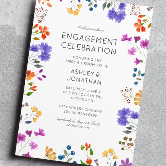 Simple, Timeless Wildflower Engagement Party Invitation (Creator Uploaded)
