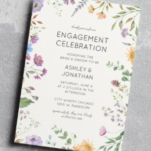 Simple, Timeless Wildflower Engagement Party Invitation