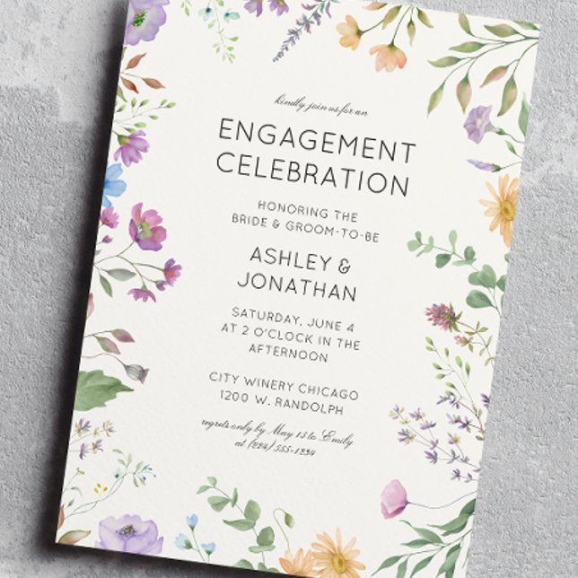 Simple, Timeless Wildflower Engagement Party Invitation (Creator Uploaded)