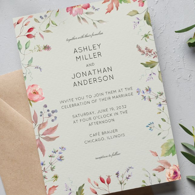 Simple, Timeless Wildflower Sage Green Wedding Invitation (Creator Uploaded)