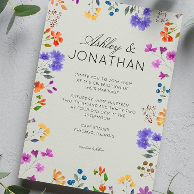 Simple, Timeless Wildflower Sage Green Wedding Invitation (Creator Uploaded)