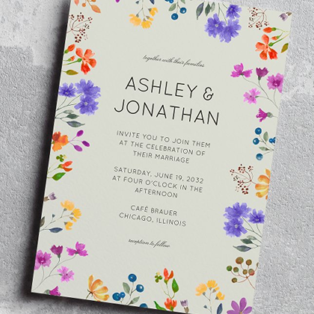 Simple, Timeless Wildflower Sage Green Wedding Invitation (Creator Uploaded)