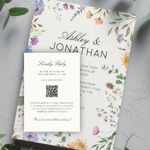 Simple, Timeless Wildflower Soft White Wedding RSVP Card