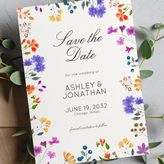 Simple, Timeless Wildflower Soft White Wedding Save The Date (Creator Uploaded)
