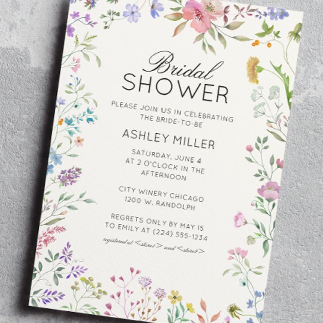 Simple, Timeless Wildflower Wedding Bridal Shower Invitation (Creator Uploaded)