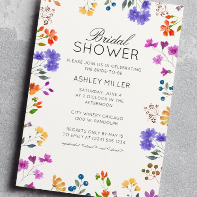 Simple, Timeless Wildflower Wedding Bridal Shower Invitation (Creator Uploaded)