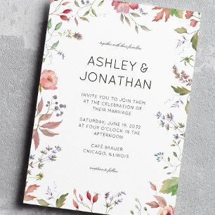 Simple, Timeless Wildflower Wedding Invitation