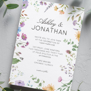Simple, Timeless Wildflower Wedding Invitation