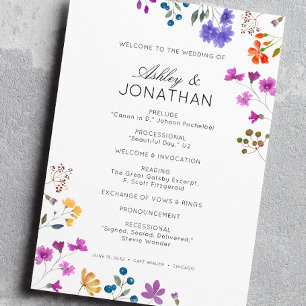 Simple, Timeless Wildflower Wedding Program