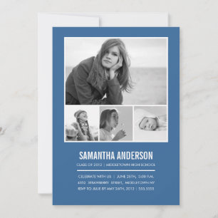 Simple Timeline Graduation Invitation - Dark Blue