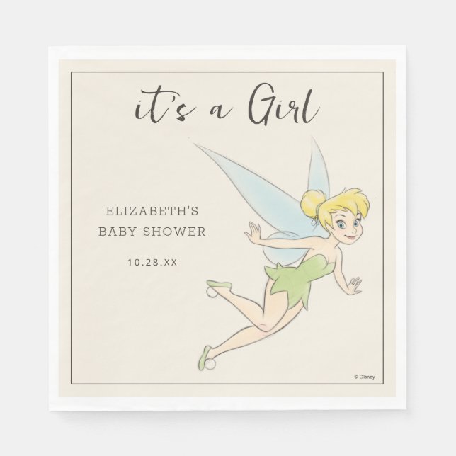 Simple Tinker Bell Baby Shower Napkin (Front)