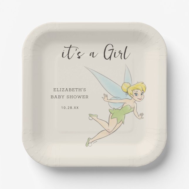 Simple Tinker Bell Baby Shower Paper Plate (Front)