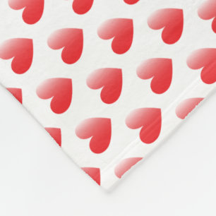 Simple Tiny Heart Pattern - White and Red Girly Fleece Blanket