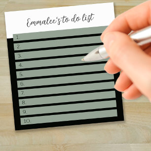 Simple To Do Custom Lined Numbered White Green Mix Notepad