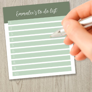 Simple To Do Customizable Lined Numbered Green Notepad