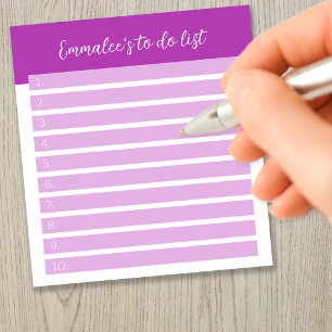 Simple To Do Customizable Lined Numbered Magenta Notepad