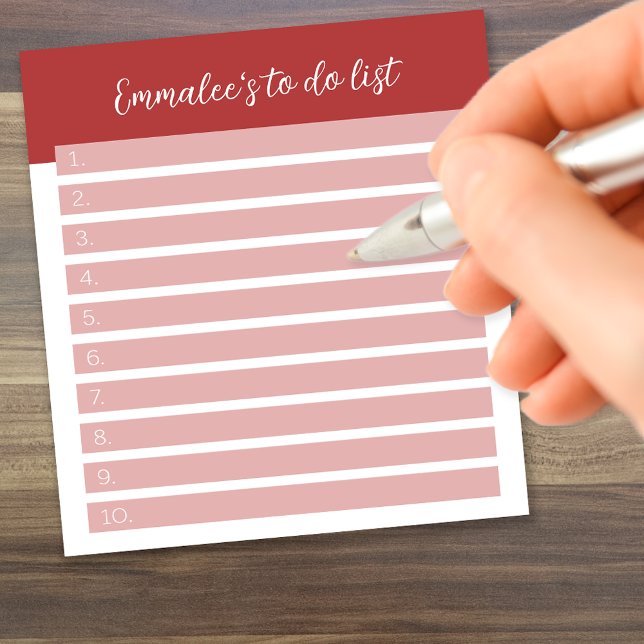 Simple To Do Customizable Lined Numbered Red Notepad (Creator Uploaded)