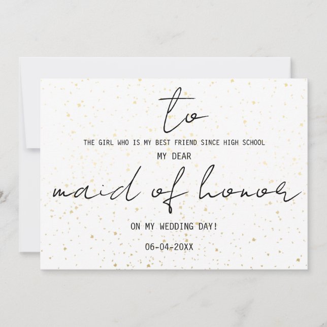 Simple To My Maid Of Honour On Our Wedding Day  (Front)