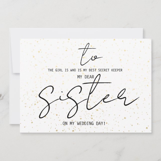 Simple To My Sister On Our Wedding Day Add Name  (Front)