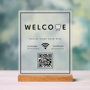Simple Tooth Logo Welcome WIFI QR Code Acrylic Sign