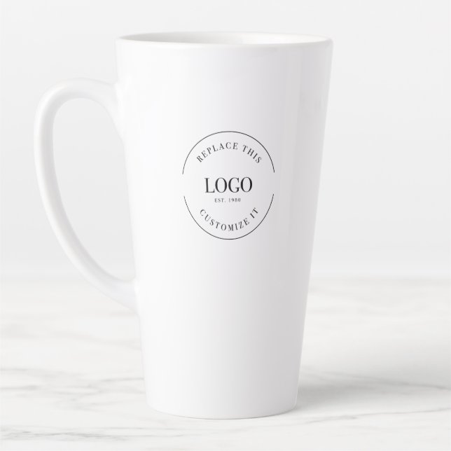 Simple Trade show giveaway Business Logo QR code Latte Mug (Left)