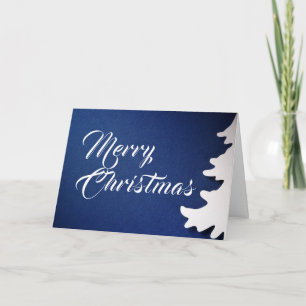 Simple Traditional Christmas Tree/ Blue White Holiday Card