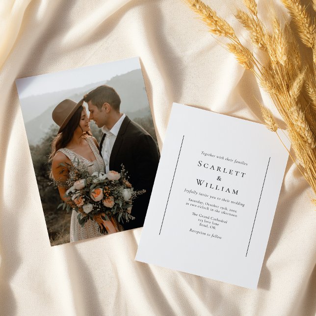 Simple Traditional Minimal Photo Wedding Invitation (Creator Uploaded)